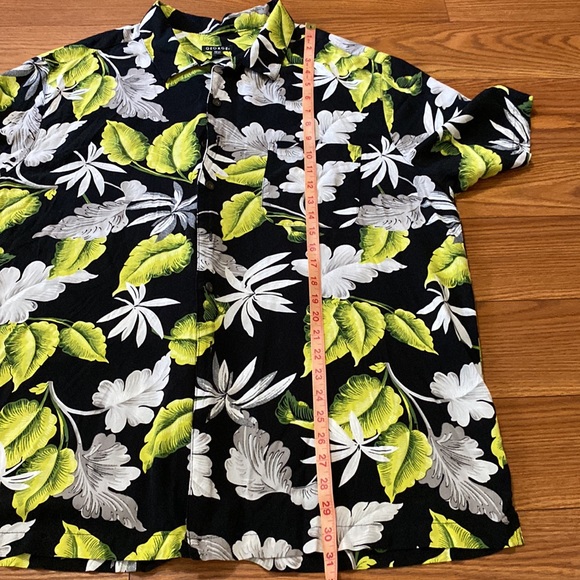 George men’s leaf print on black button up 💯Rayon chest pocket s/s shirt 2XL 🌞 - Picture 12 of 12